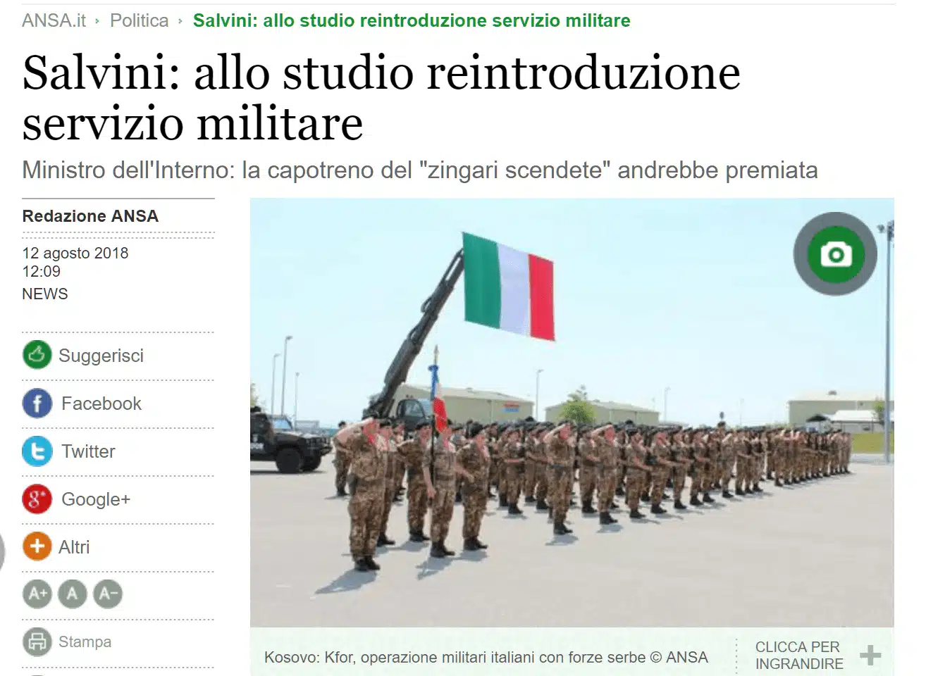 le dichiarazioni del ministro Salvini