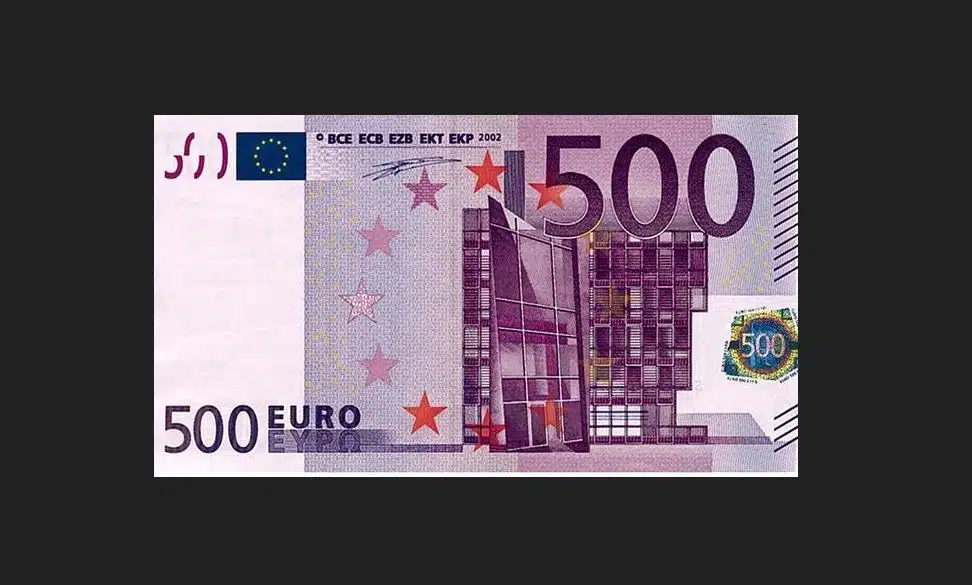 la foto riprende una banconota da 500 euro