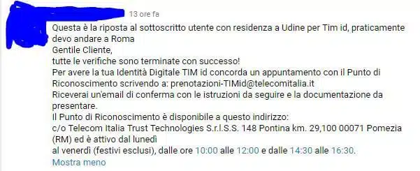 il rilascio dello spid della tim è problematico