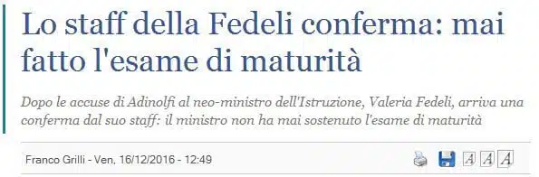 il quotidiano libero parla del ministro Fedeli