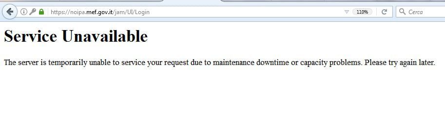 Il portale NoiPa è irraggiungibile, propabilmente a causa delle numerose visite il server è andato in 