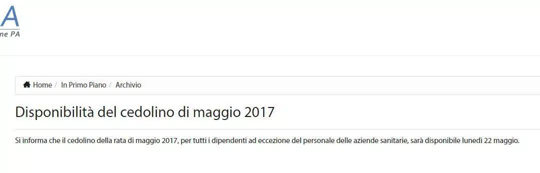 Noipa: è ufficiale cedolino di maggio online lunedì 22