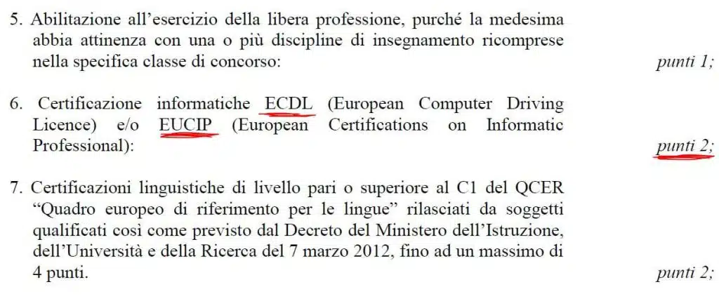 tabella valutazione titoli terza fascia