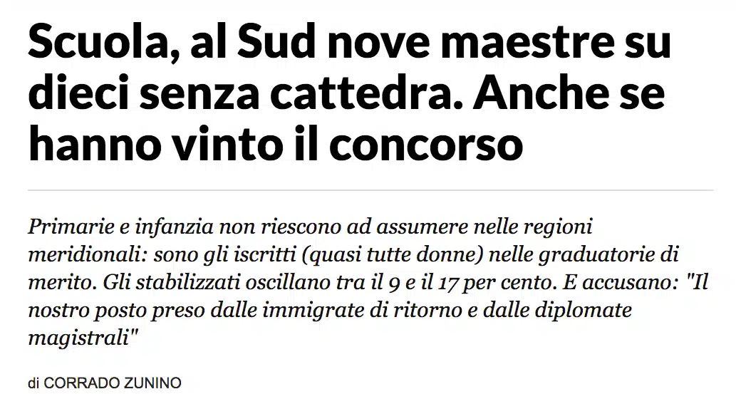 al Nord si assume, al Sud no
