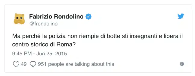 Il tweet di rondolino che ha indignato i docenti