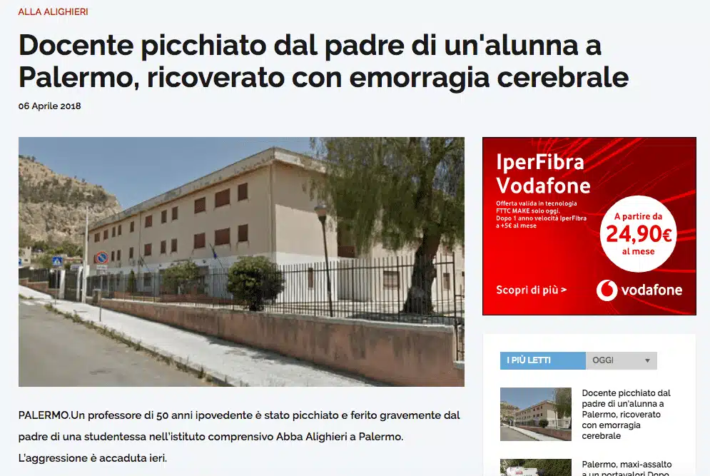 commozione celebrale per un docente palermitano
