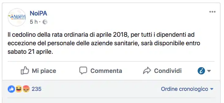 pubblicazione del cedolino