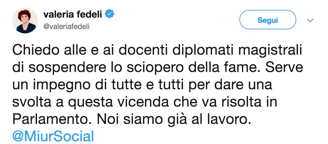 Il tweet della Fedeli