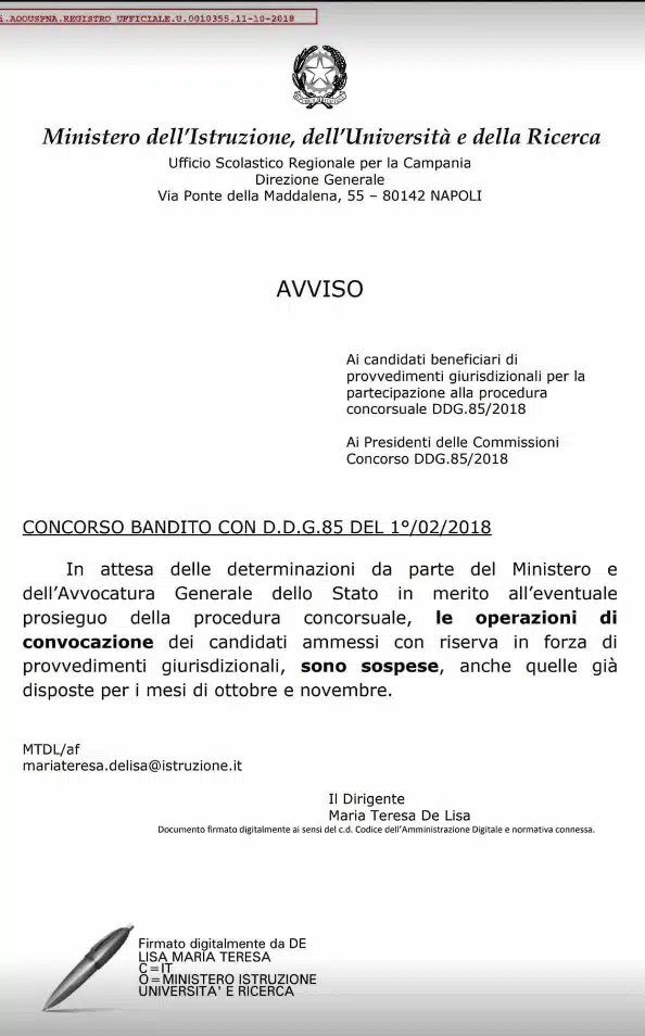 lo stop ai ricorsisti