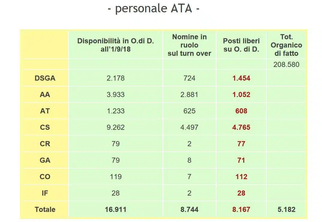i numeri del personale ATA