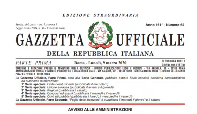 #iorestoacasa, il provvedimento in gazzetta ufficiale