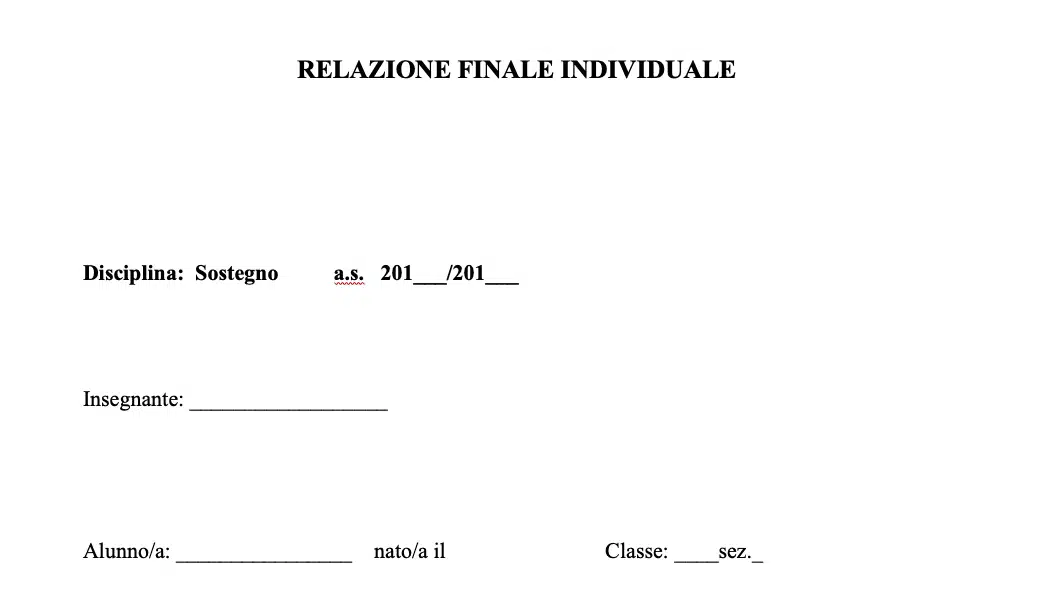 Sostegno: ecco come si scrive una relazione finale