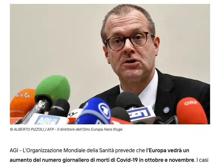 OMS: ad ottobre risaliranno i contagi ed aumenterà il numero dei morti