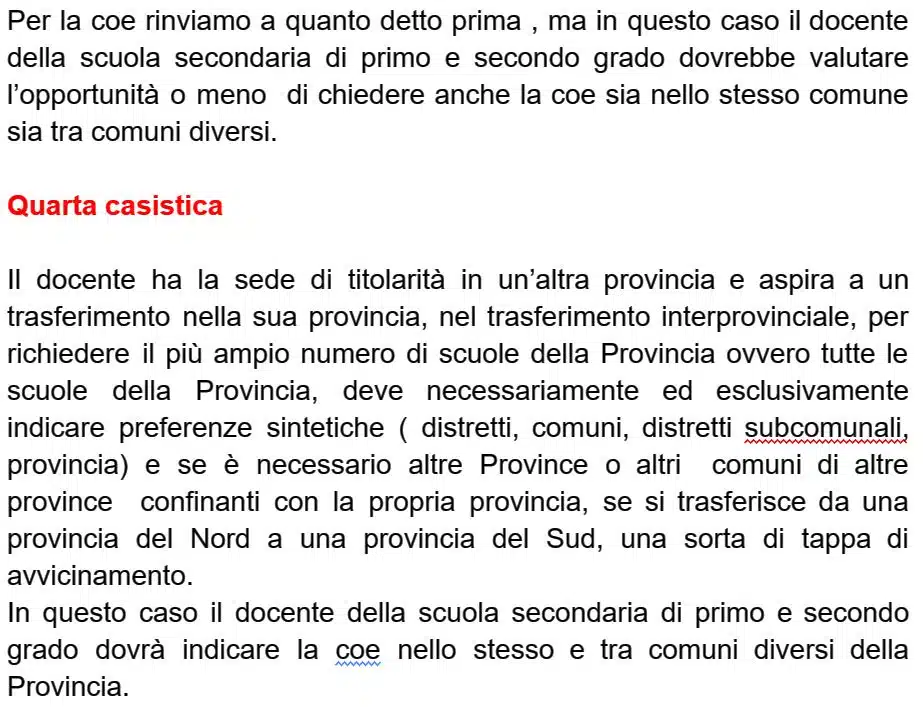 L’indicazione delle delle sedi nella domande di mobilità 2023/24