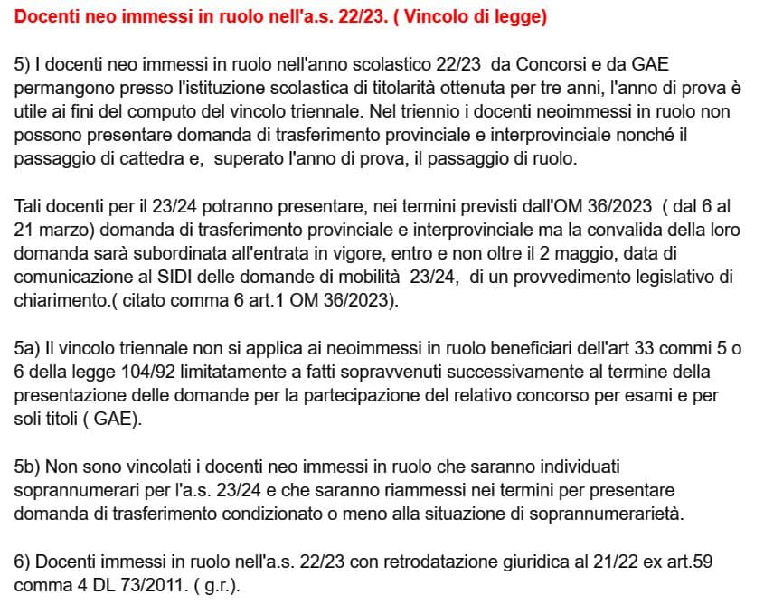Mobilità 23/24 chi può fare domanda e chi no perché è vincolato.