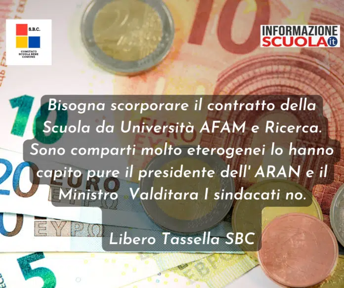 Il contratto della scuola va scorporato dagli altri comparti