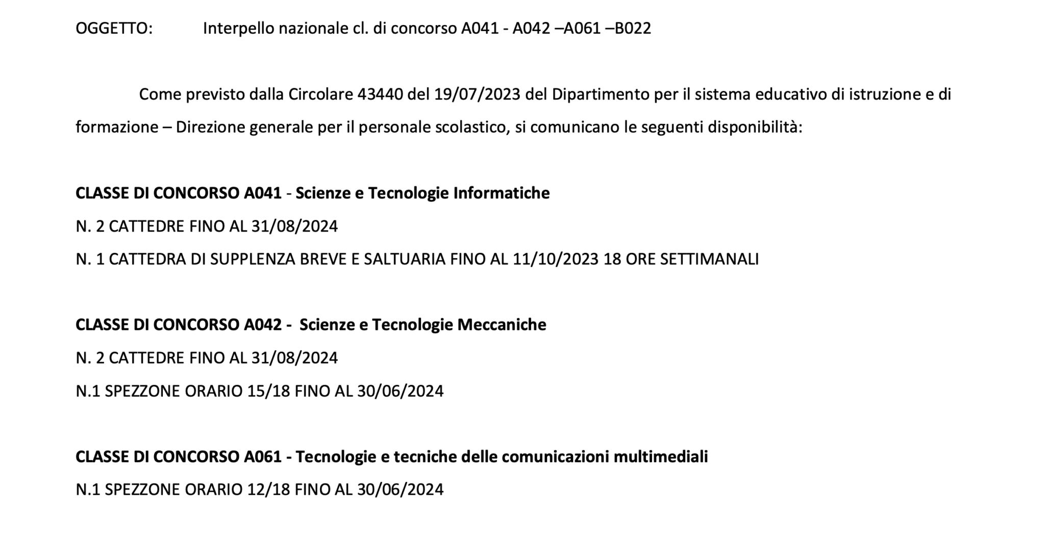 Supplenze docenti per l’anno scolastico 2023/24: L'Istituto Tecnico 'Leonardo Da Vinci' di Borgomanero in cerca di insegnanti