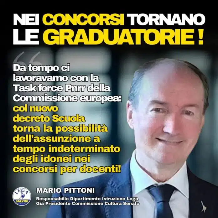 SCUOLA - PITTONI (LEGA), STOP AI SELEZIONIFICI PER DOCENTI PRECARI